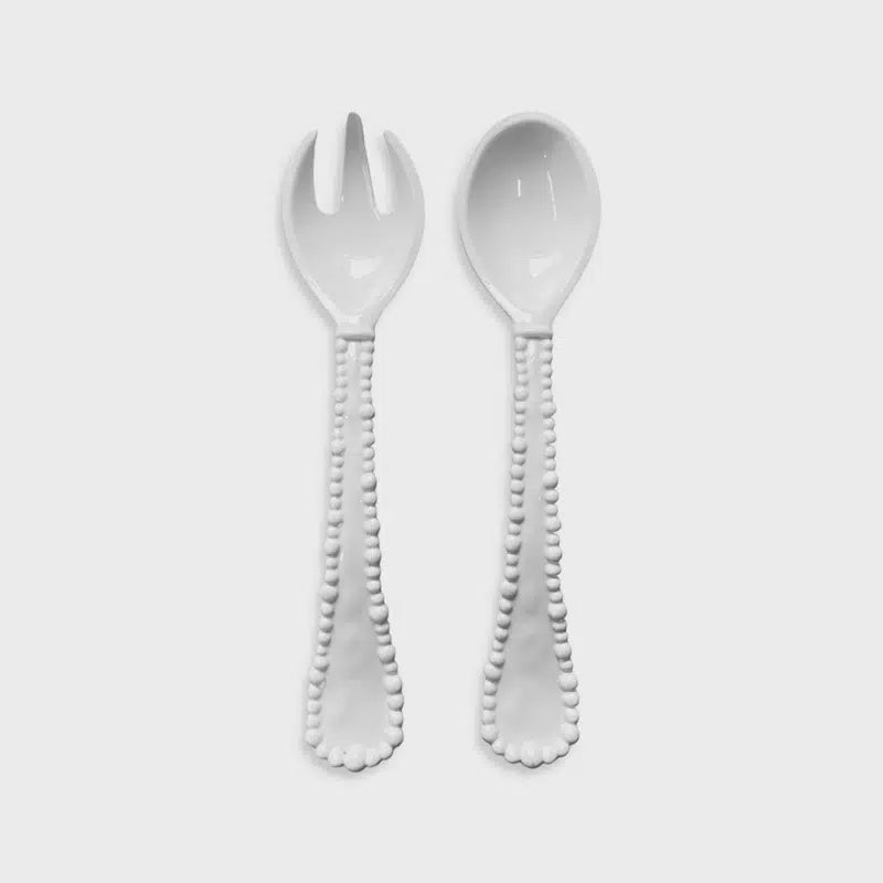 Melamine Pearl Salad Servers - White