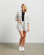 Sara Shorts - White Plaid