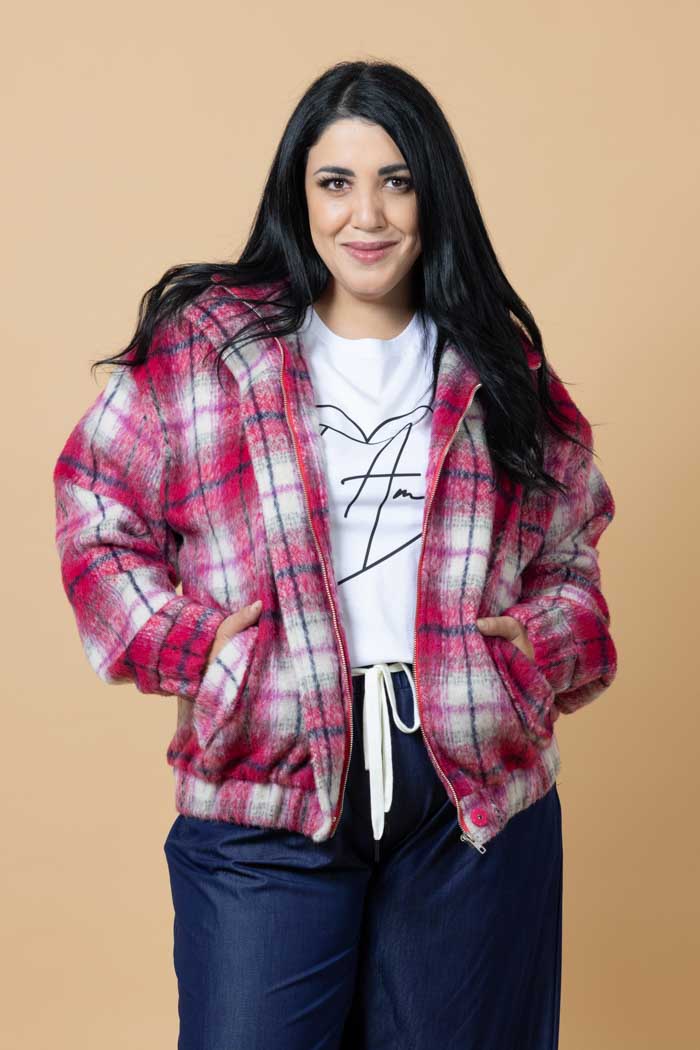Saskia Bomber Jacket - Pink Tartan