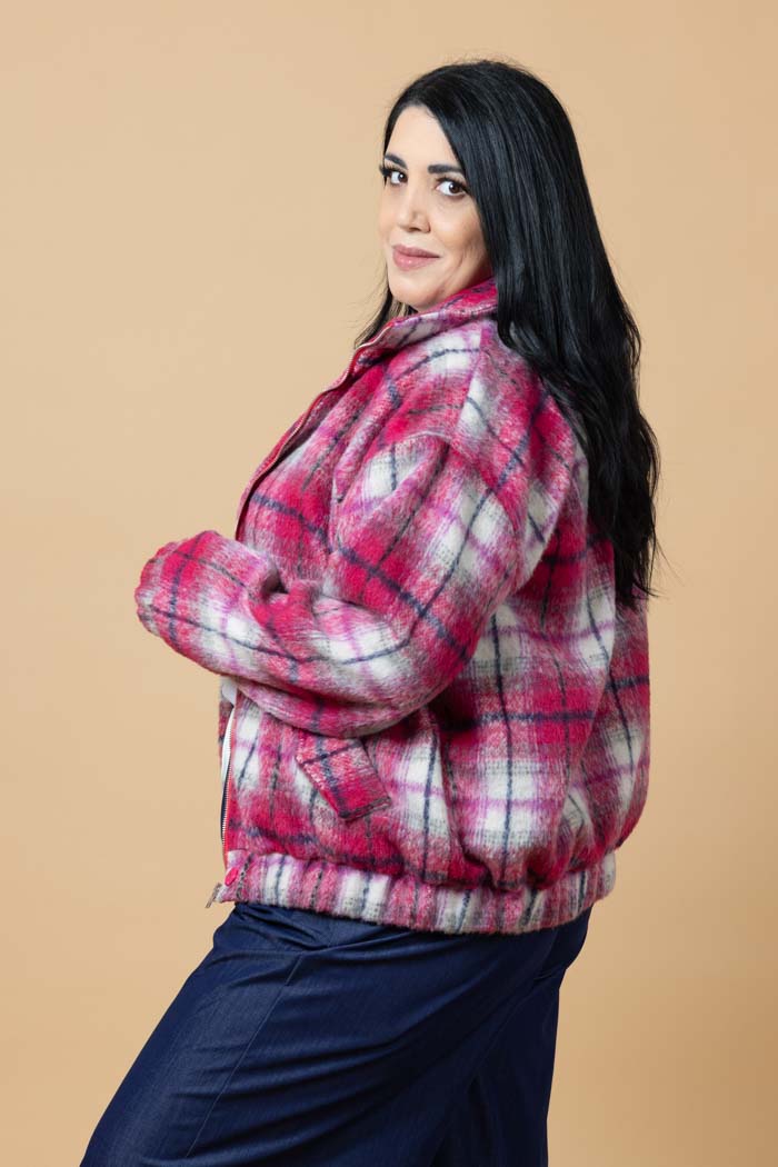 Saskia Bomber Jacket - Pink Tartan