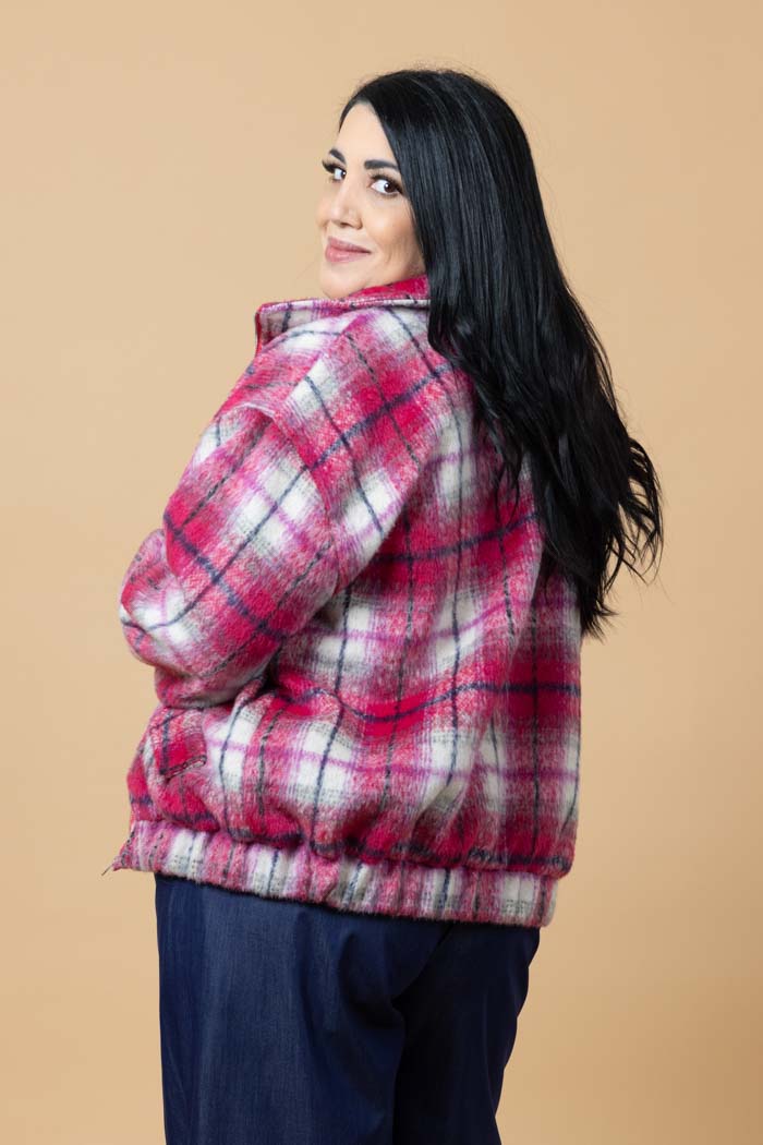 Saskia Bomber Jacket - Pink Tartan