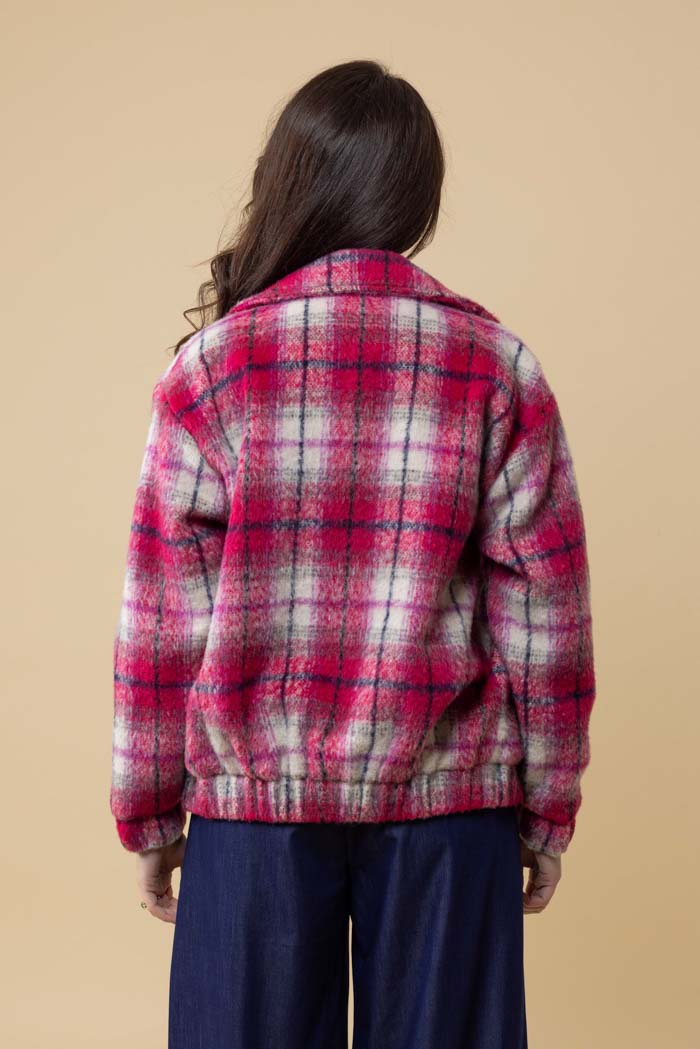 Saskia Bomber Jacket - Pink Tartan
