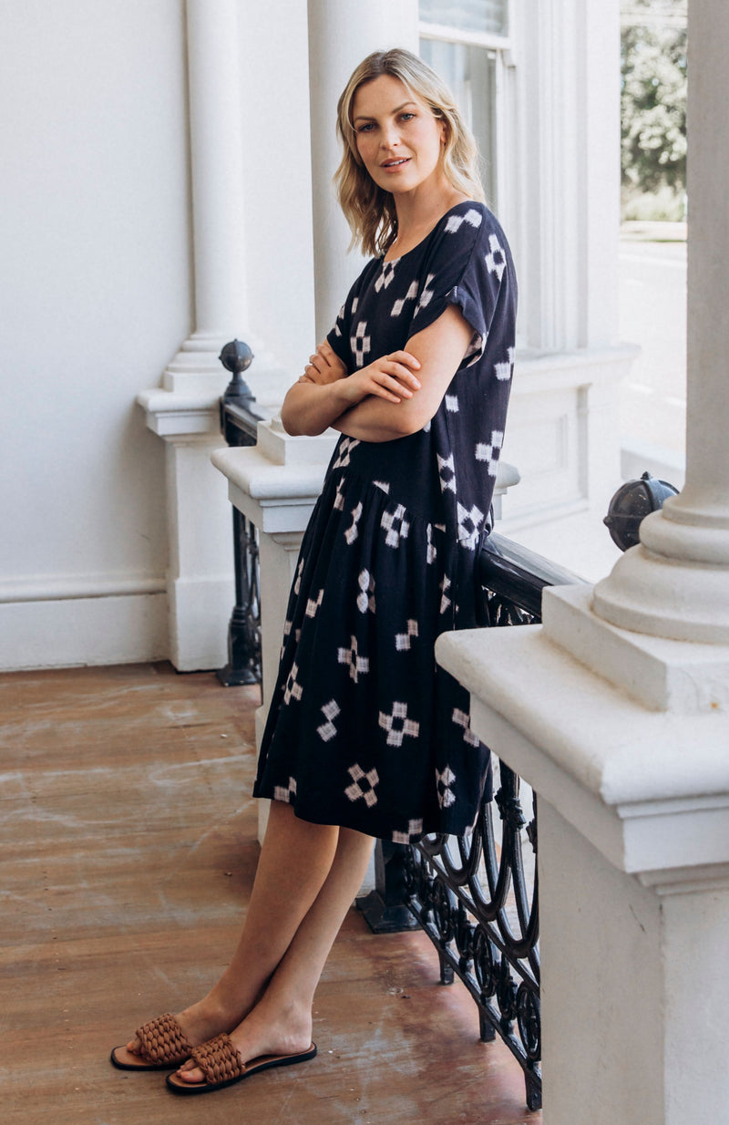 Positano Dress - Navy Print