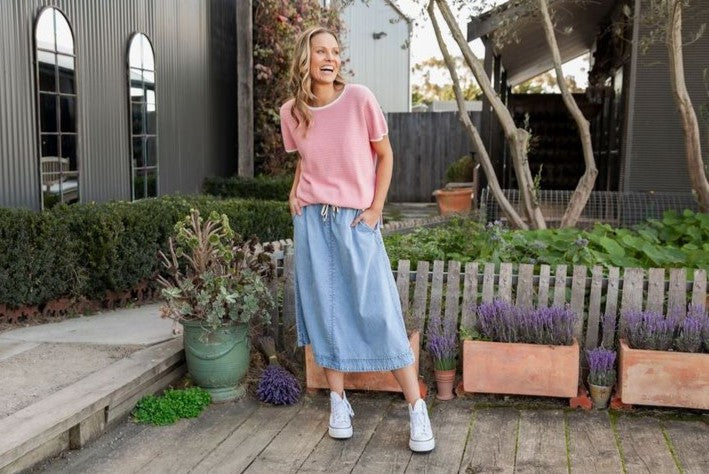 Greta Denim Skirt - Light Blue Wash