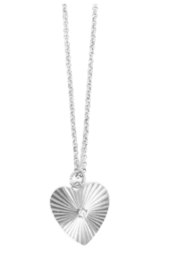 2046-0260 Pure Steel Heart Necklace Silver with CZ