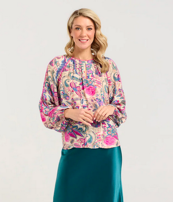 Peggy Lace Trim Raglan Top - Pink Peacock - Girl Next Door Fashion