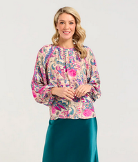 Peggy Lace Trim Raglan Top - Pink Peacock - Girl Next Door Fashion