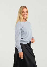 Astor Pleat Sleeve Knit - Silver Blue - Girl Next Door Fashion