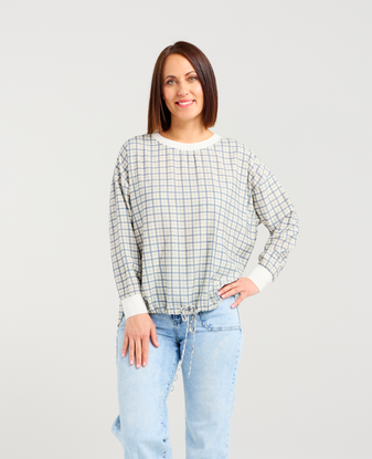 Isla Top - Blue Gridlock