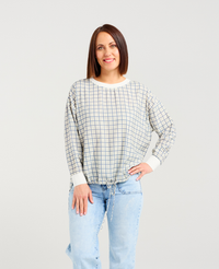 Isla Top - Blue Gridlock