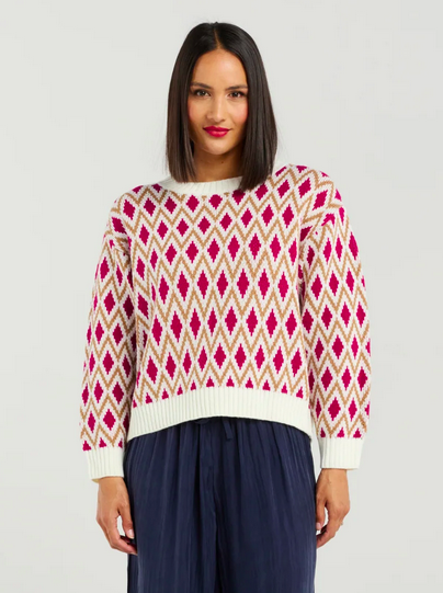 Tilda Jumper - Blush Argyle