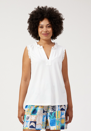 Athens Frill Tank - White