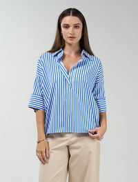 Connect Stripe Shirt - Cobalt