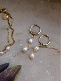 1047-0002 Double Pearl Earring - Gold
