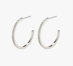 Roberta Pi Earrings Silver Plated Crystal - 25mm