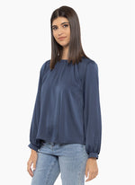 Lorenza Top - Navy Washer Satin