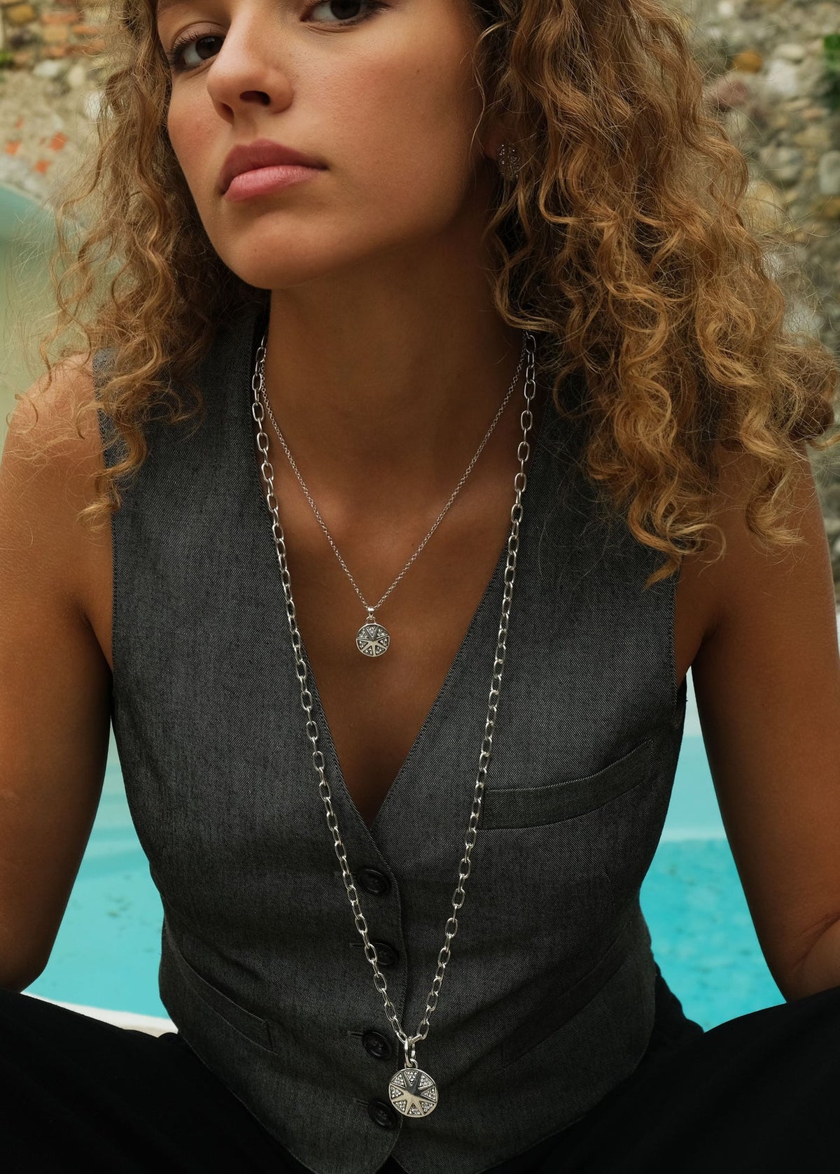 2018-1097 Shine bright Necklace Long Silver*