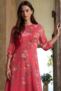 Mirissa Midi Dress - Coral Multi