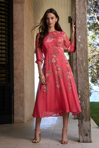 Mirissa Midi Dress - Coral Multi