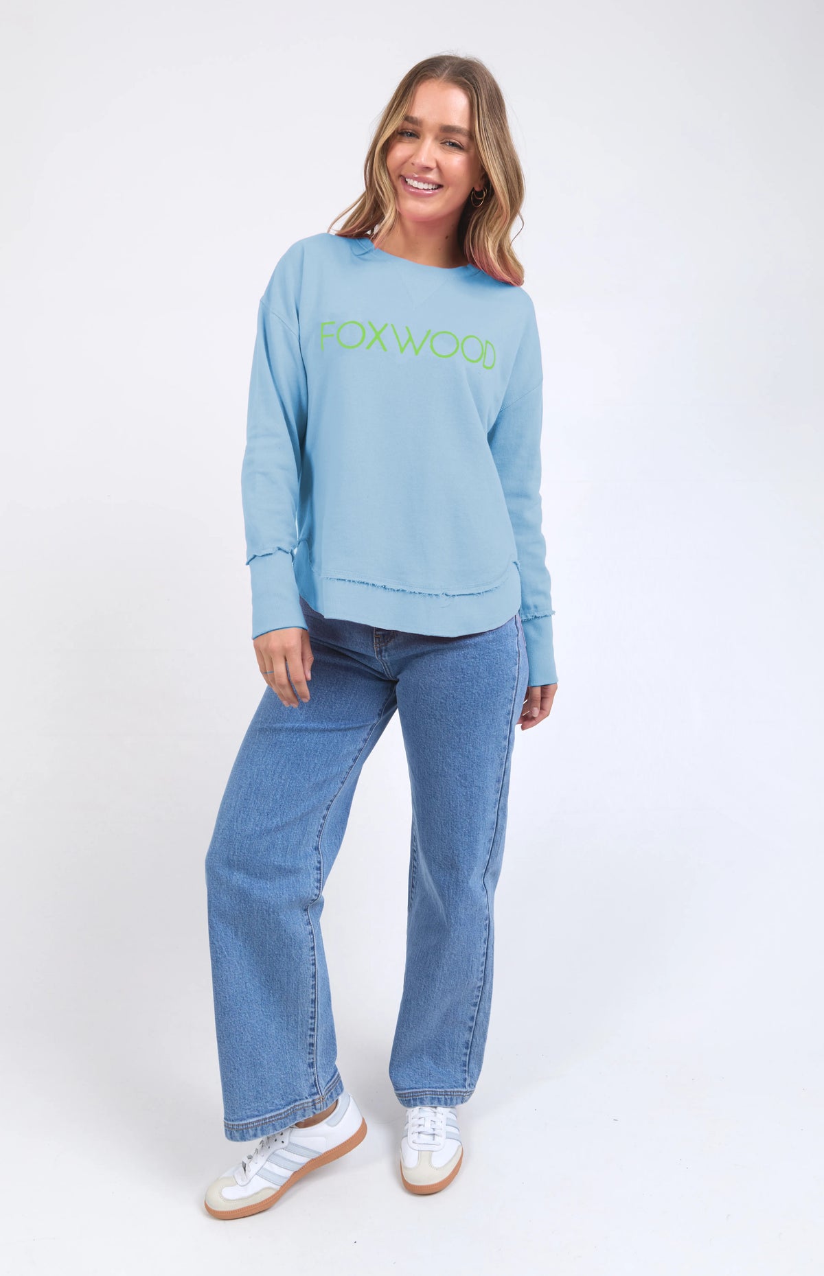 Simplified Metallic Crew - Light Blue with Lime