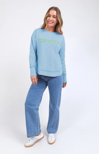 Simplified Metallic Crew - Light Blue with Lime
