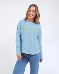 Simplified Metallic Crew - Light Blue with Lime