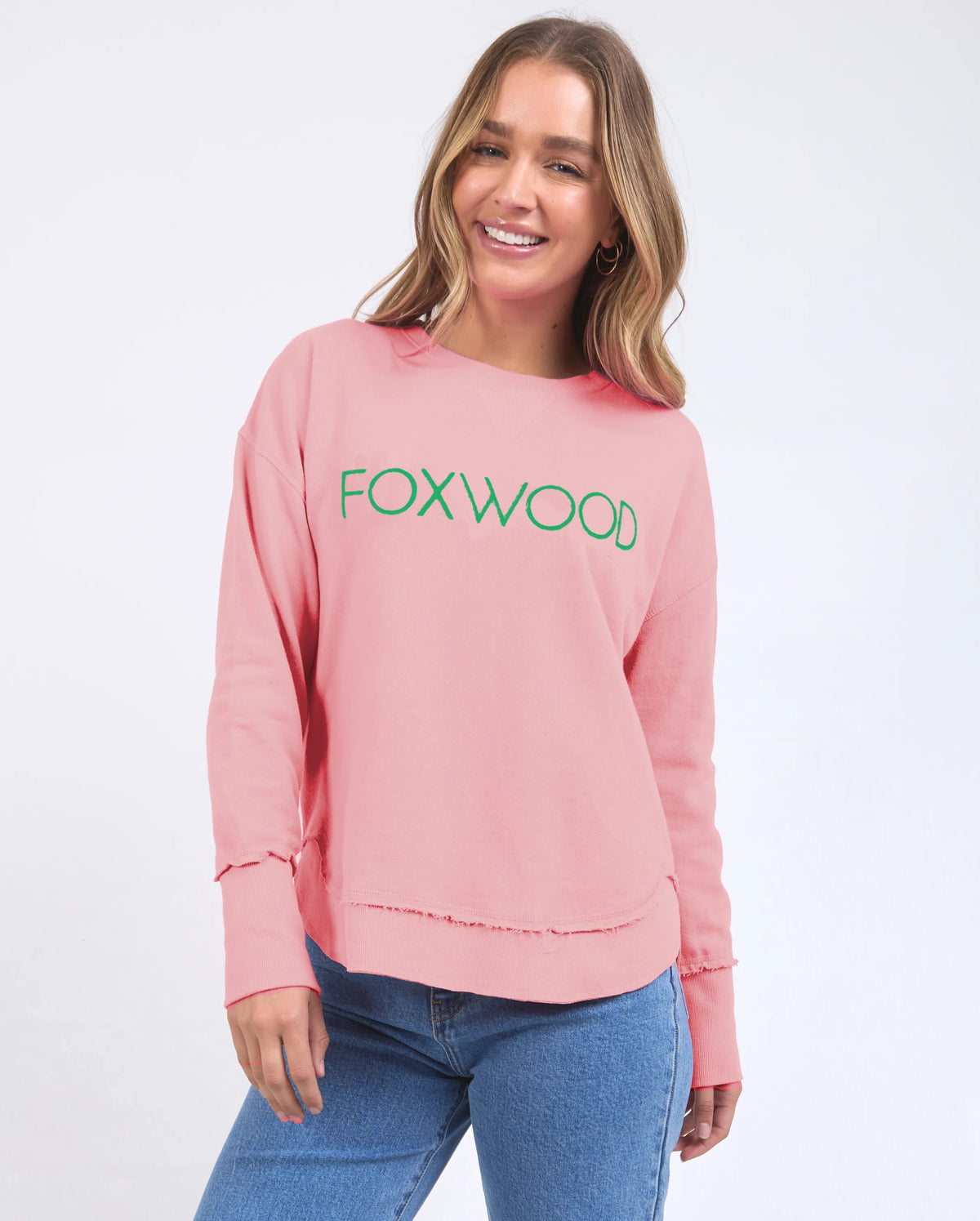 Simplified Metallic Crew - Pink with Emerald Green