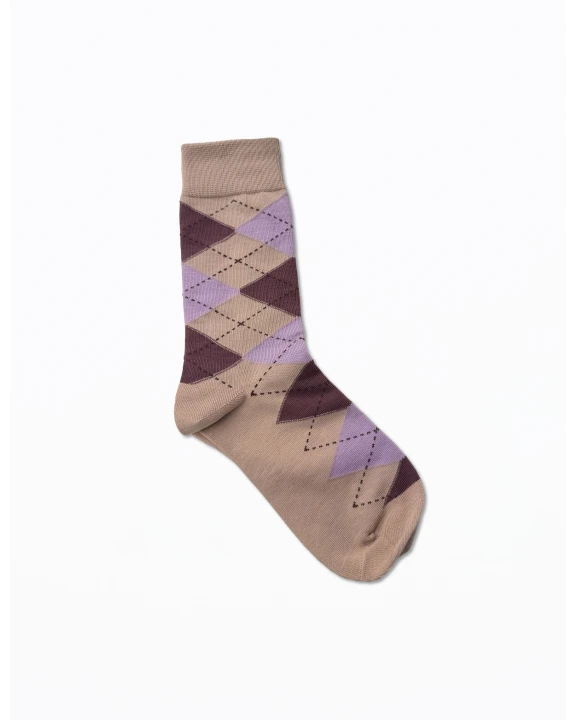 Socks - Tan/Purple/Chocolate Jacqurad