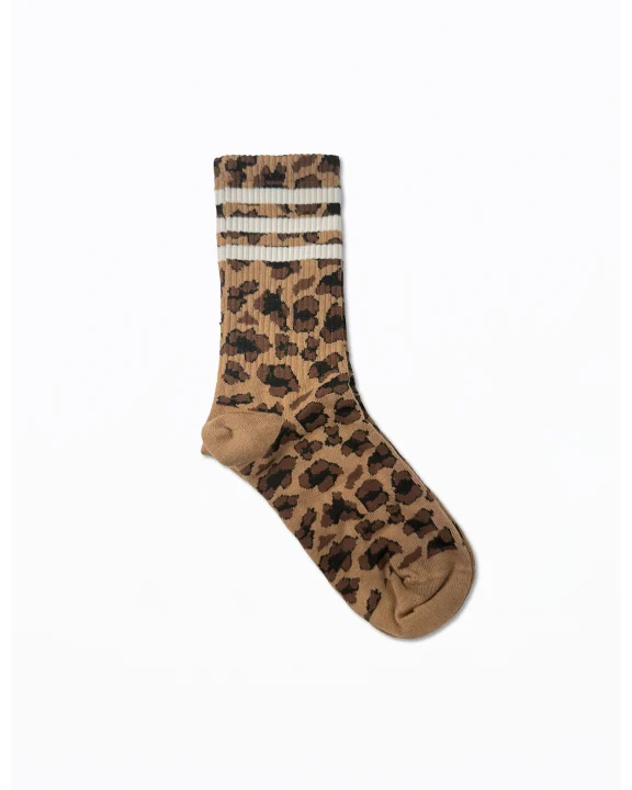 Socks - Leopard with White Stripe