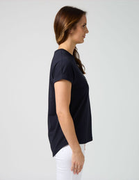 Soho Cuff Tee - Deep Navy Leopard Cross