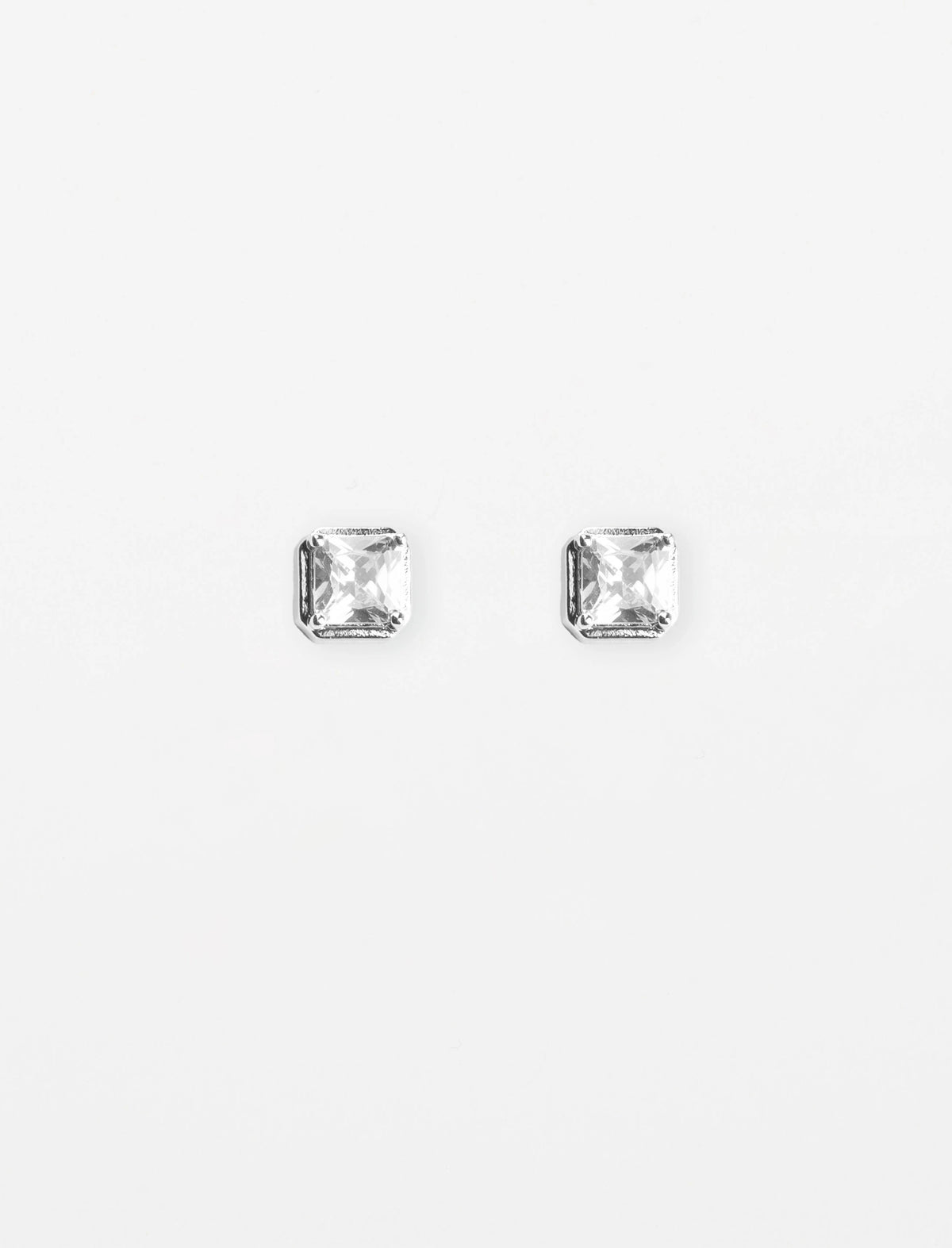 Earring Square Crystal - Silver