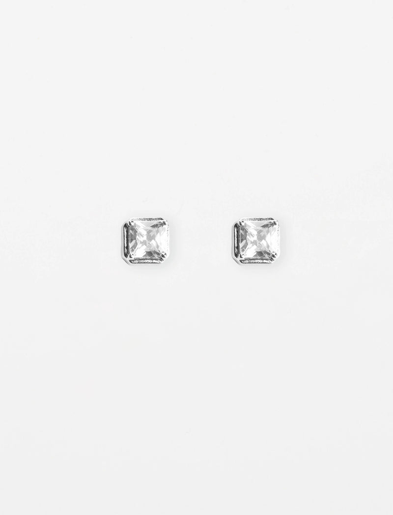 Earring Square Crystal - Silver