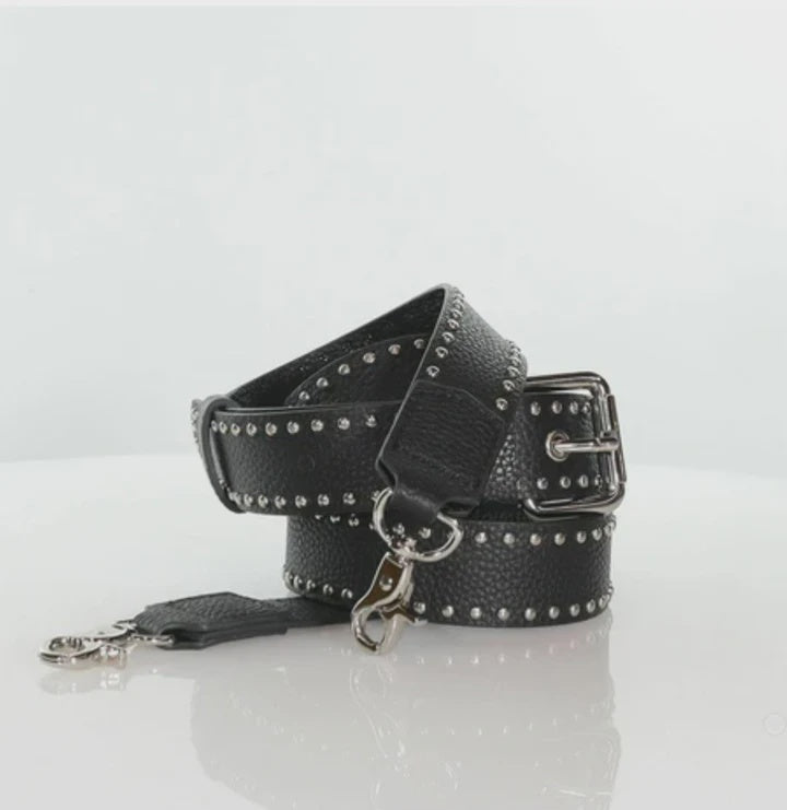 Studded Luxe Bag Strap - Black/Silver