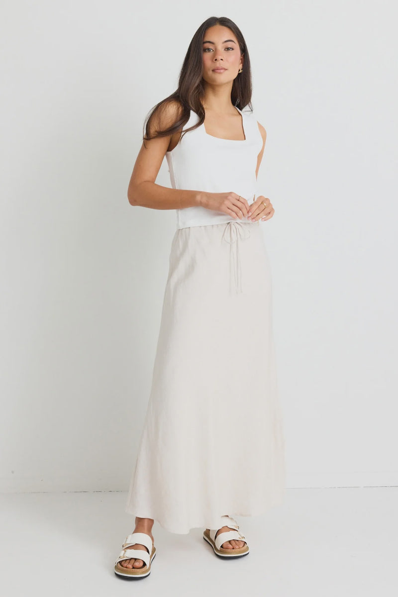 Summit Natural Tie Waist Bias Maxi Skirt