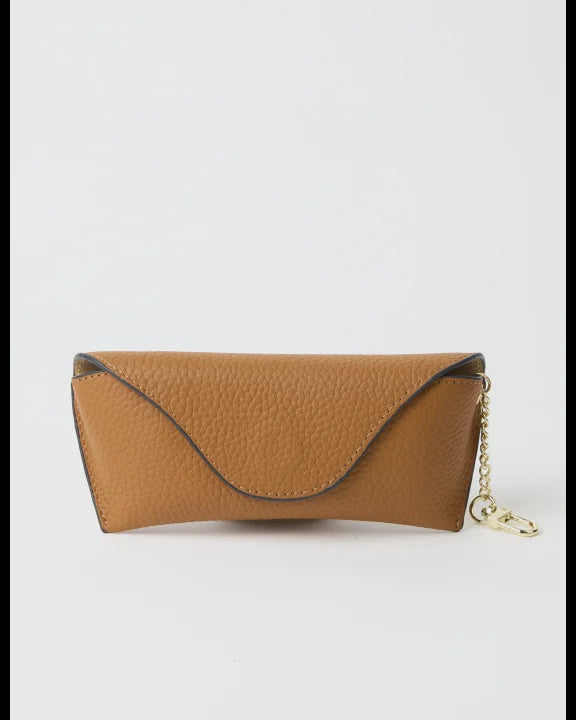 Leather Sunglass Case Keychain - Tan