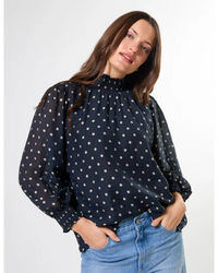Sylvie Blouse - Midnight Dot