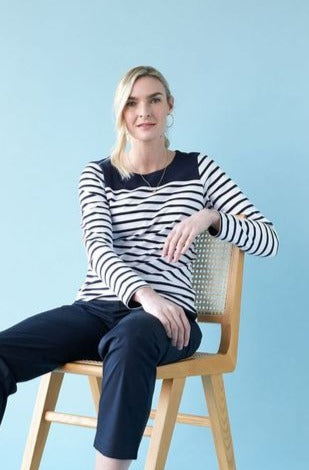 Lyttlelton Top - Navy Stripe Mix