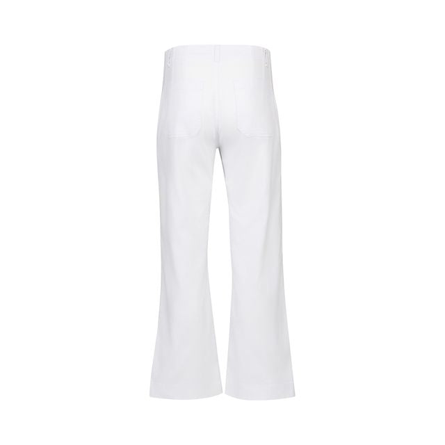 Straight Leg Ankle Grazer Jean w Front Patch Pockets - White Denim