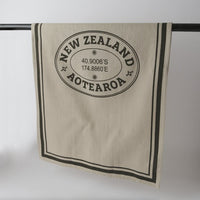 French Grainsack Tea Towel NZ Aotearoa - Natural & Olive