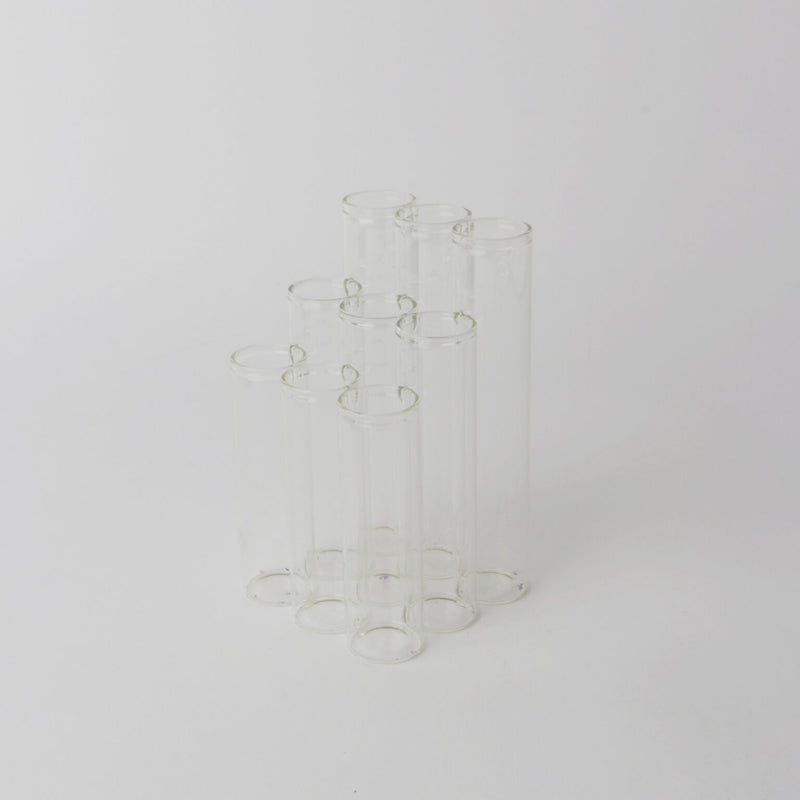Test Tube 9pc Vase 3x3 Sloped  H:15-10cm
