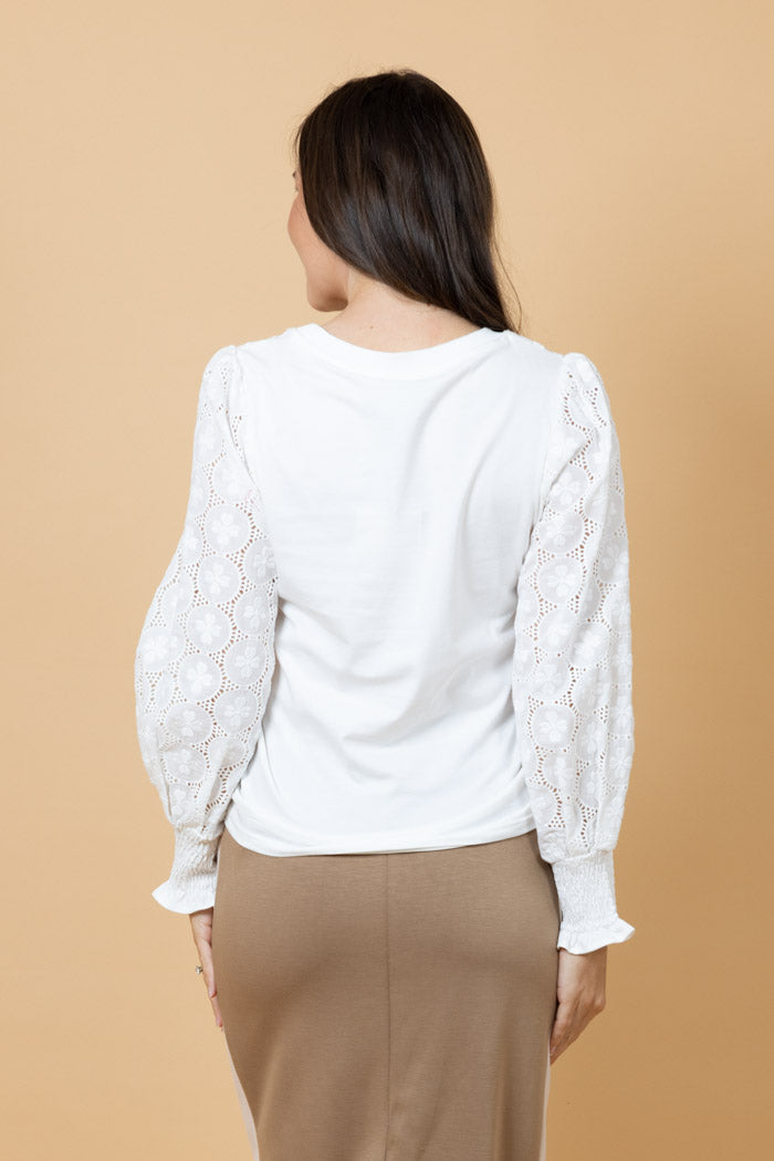 Tommy Embroidered Top - White