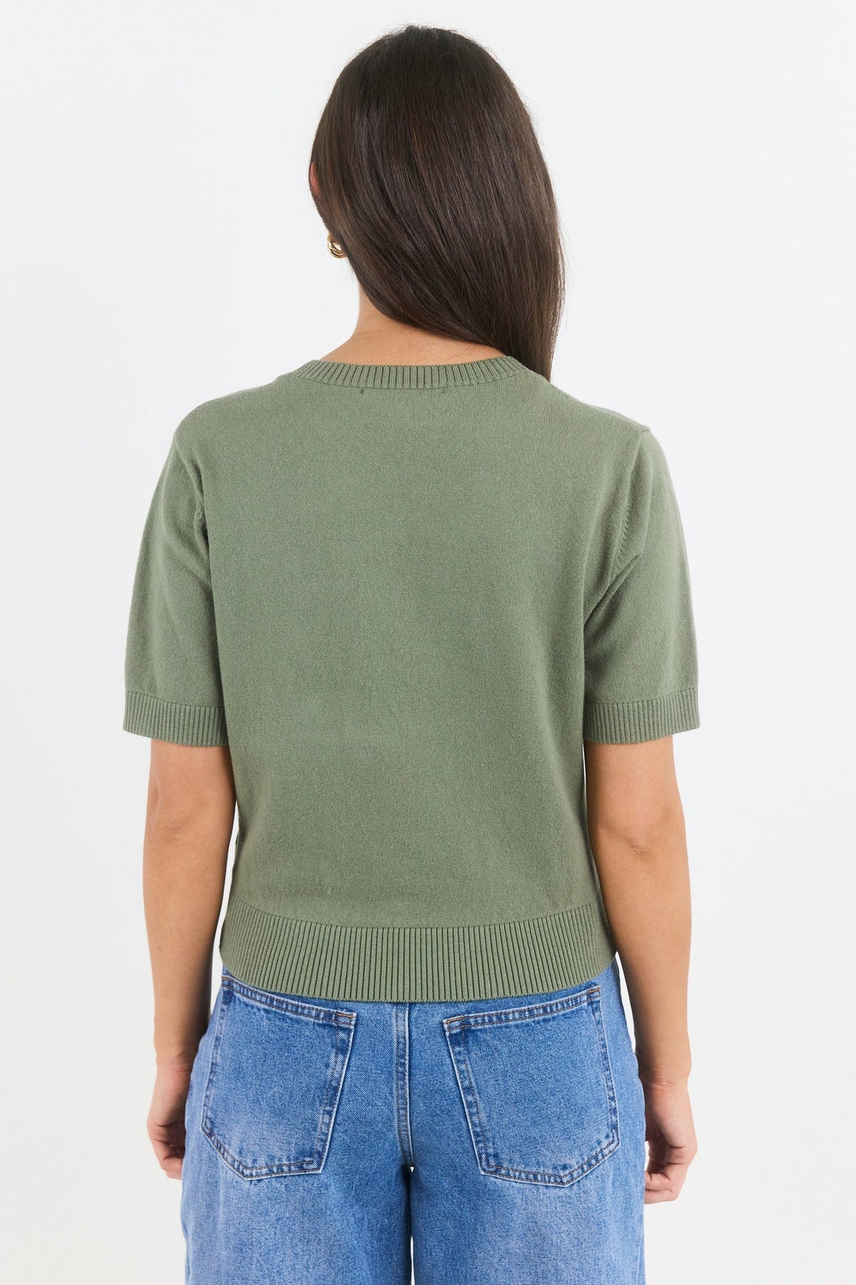Topic Khaki Cashmere Blend Soft Knit Tee