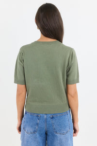 Topic Khaki Cashmere Blend Soft Knit Tee