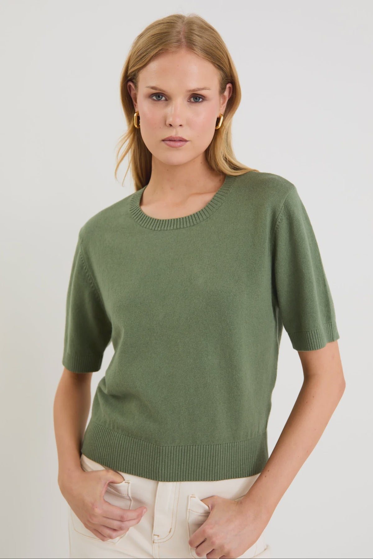 Topic Khaki Cashmere Blend Soft Knit Tee