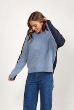 Two Tone Sweater - Sky Blue/Ink