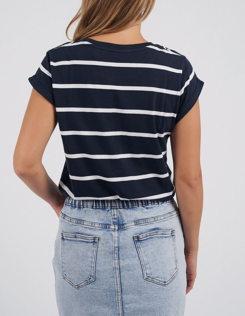 Manly Stripe Tee - Navy with White Stripe