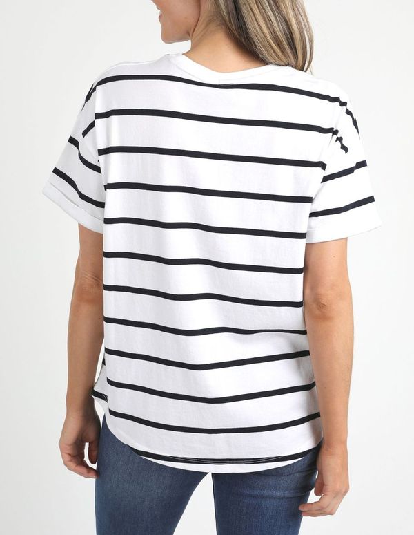 Halli S/S Tee - White/Navy Stripe