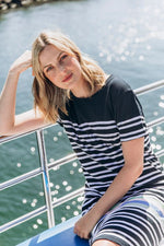 Aligner Tee Dress - Navy & White Stripe