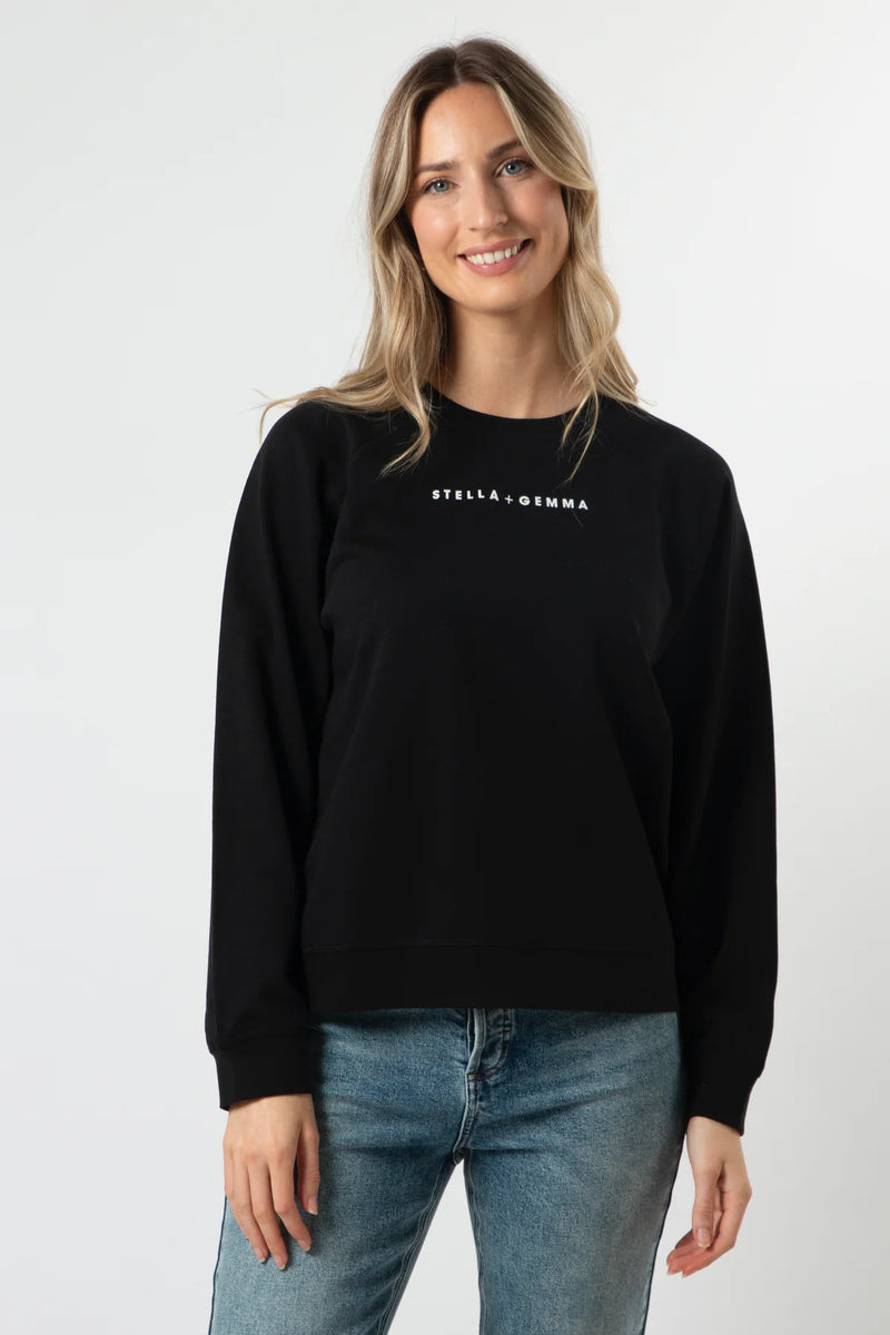 Sweater - Black with Painted White Logo