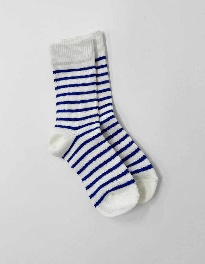 Striped Socks - White/Cobalt